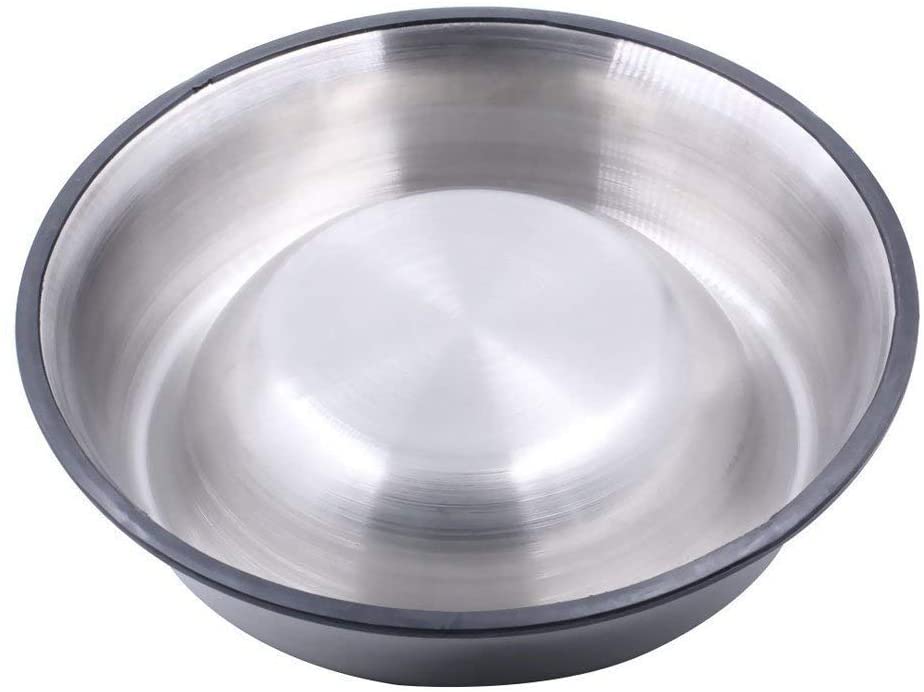 Stainless Steel Dog Bowl with Rubber Base for Small/Medium/Large Dogs, Pets Feeder Bowl and Water Bowl Perfect Choice (Set of 2)