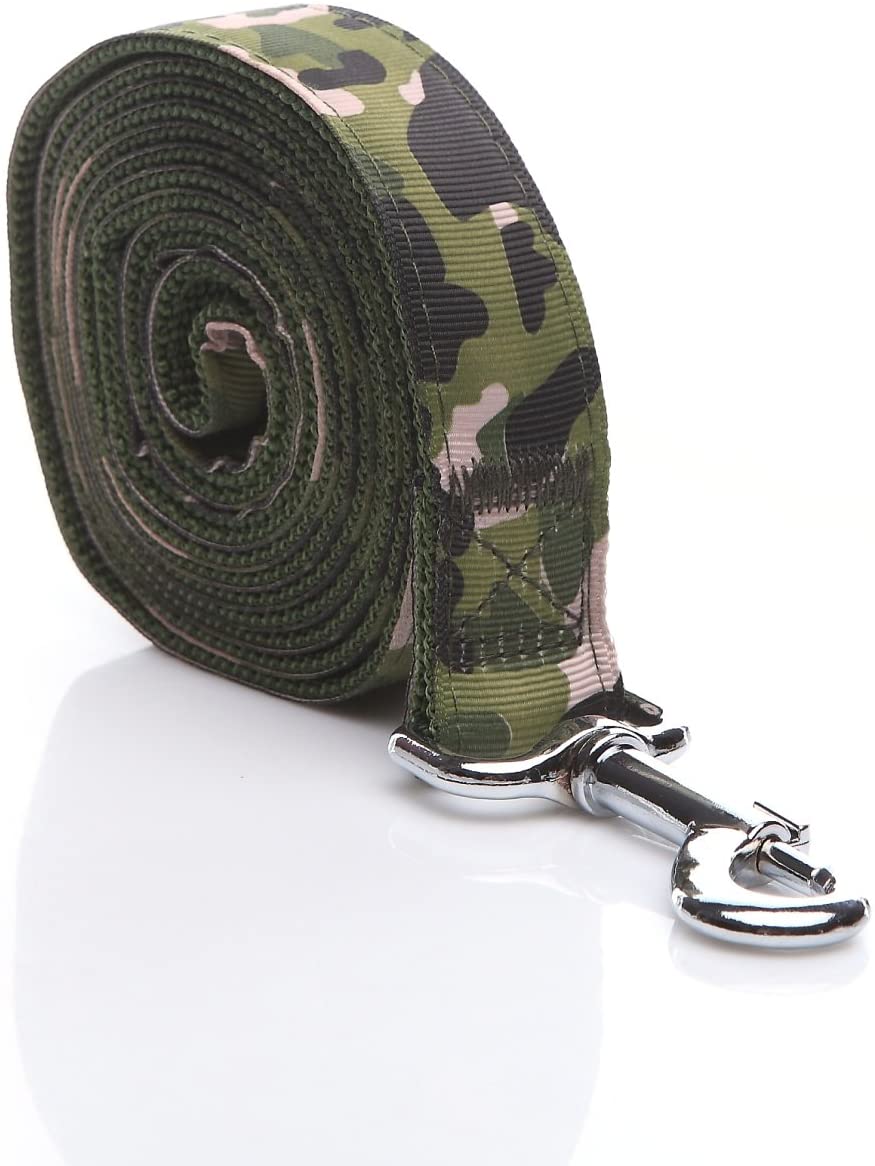 Strong Durable Dog Leash, 6 Foot Long, 1 Inch Wide, Nylon Camouflage Dog Leash for Small Medium Big Large Dogs