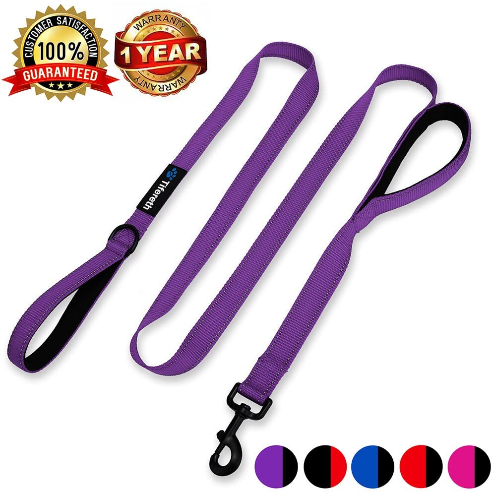 2-Medium Two-Double Handle Dog-Leash - Heavy Duty 6ft Foot Big Durable Nylon Padded Traffic Handle Leash for Medium to Large Dogs