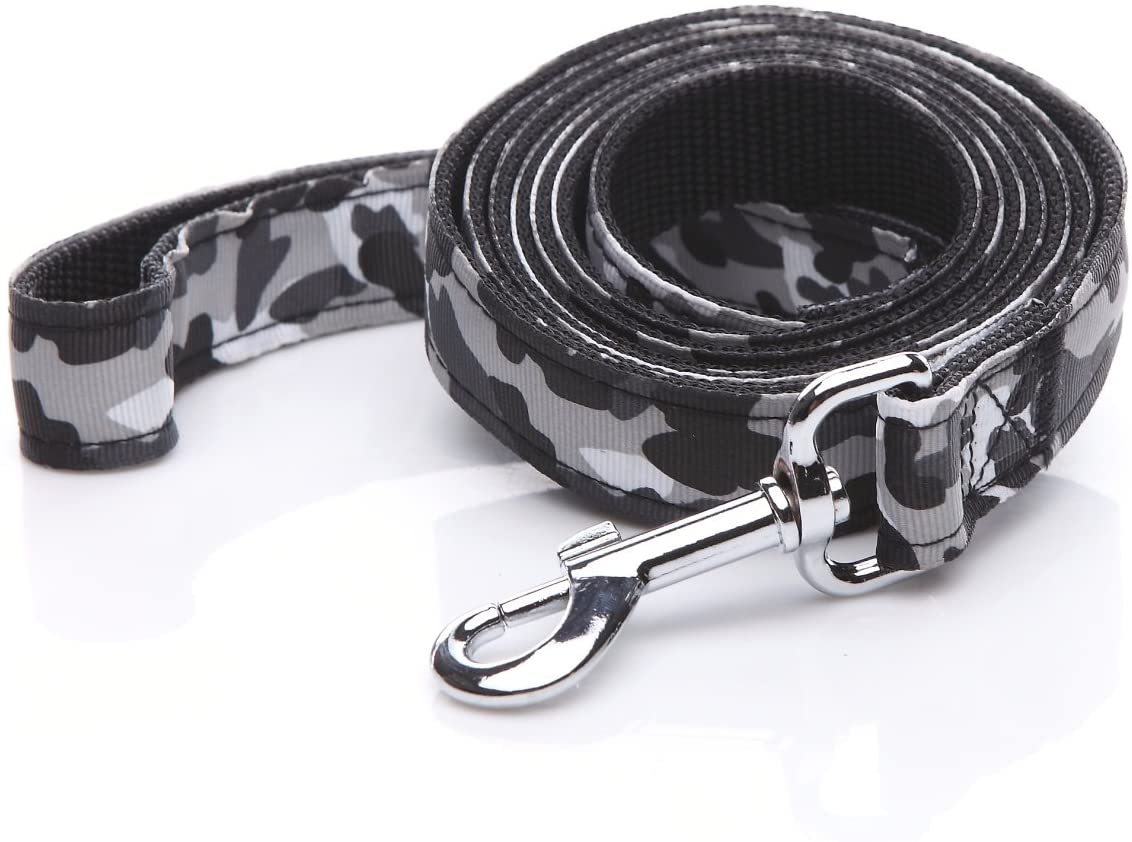 Strong Durable Dog Leash, 6 Foot Long, 1 Inch Wide, Nylon Camouflage Dog Leash for Small Medium Big Large Dogs