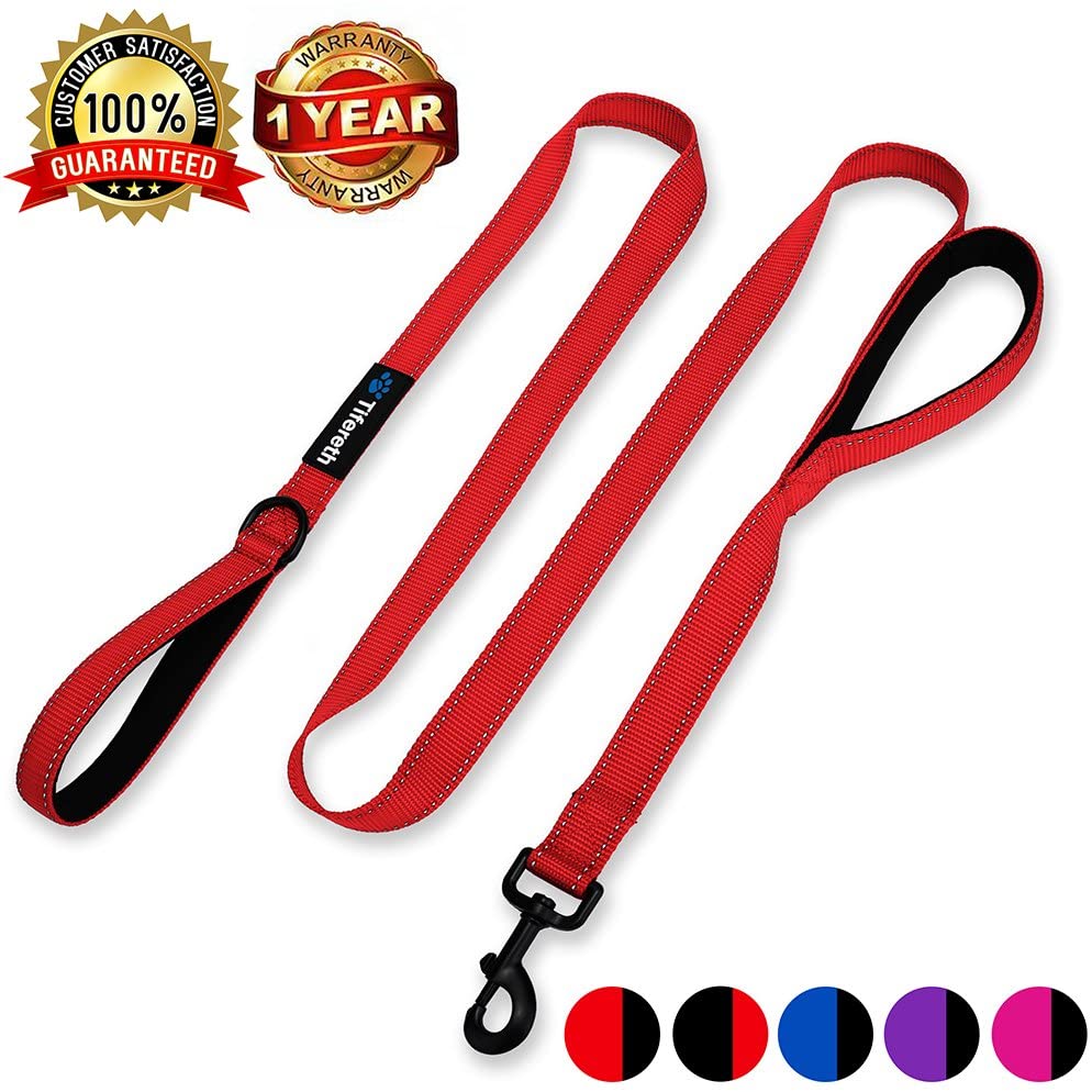 2-Medium Two-Double Handle Dog-Leash - Heavy Duty 6ft Foot Big Durable Nylon Padded Traffic Handle Leash for Medium to Large Dogs