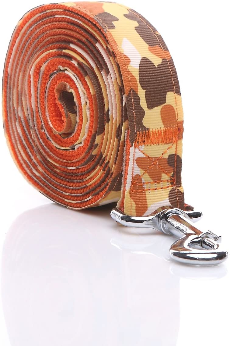 Strong Durable Dog Leash, 6 Foot Long, 1 Inch Wide, Nylon Camouflage Dog Leash for Small Medium Big Large Dogs