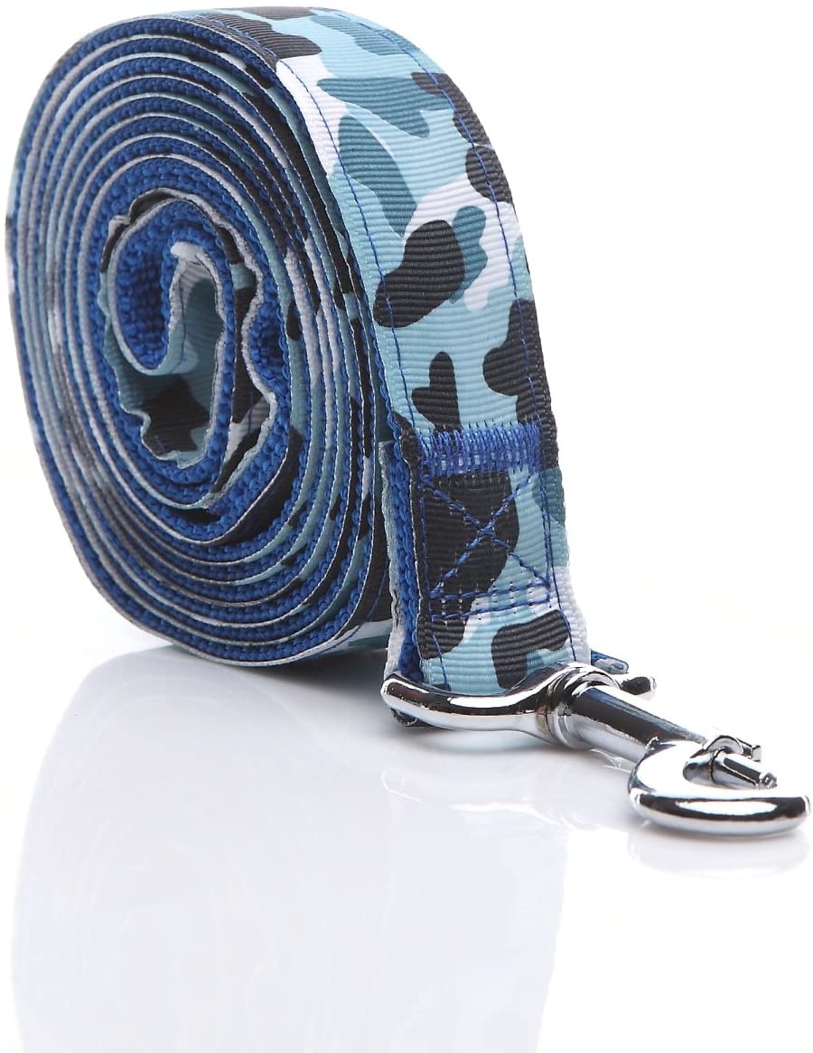 Strong Durable Dog Leash, 6 Foot Long, 1 Inch Wide, Nylon Camouflage Dog Leash for Small Medium Big Large Dogs